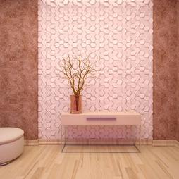 Гипсовые стеновые панели в розовов цвете