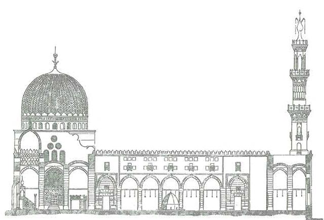 Поперечный разрез мечети султана Баркука. Каир (первая половина XV в.)
