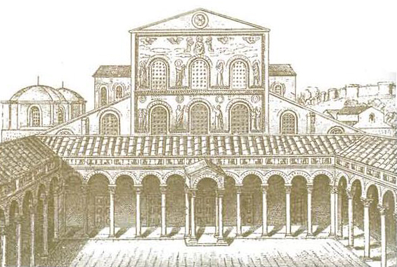 Атриум и фасад Базилики Св. Петра
